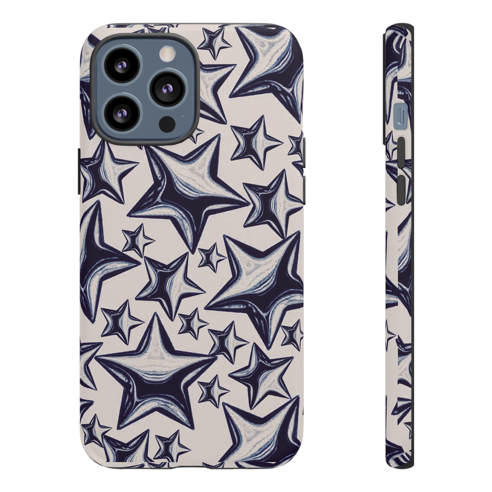 Star Sketch Tough Phone Case — Black & White Doodle Stars Protective Cover