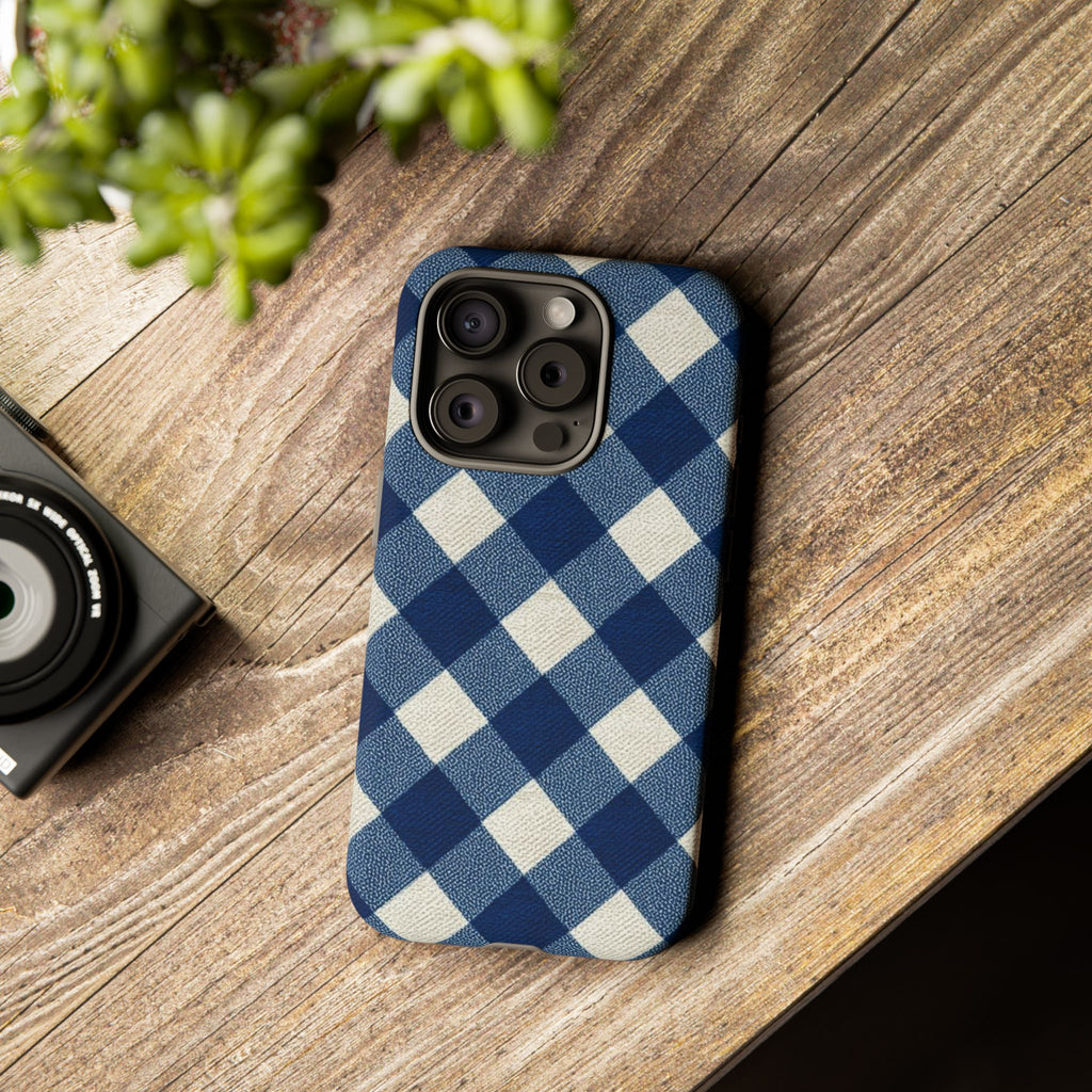 Blue Buffalo Plaid Tough Phone Case — Durable Protective iPhone Cover