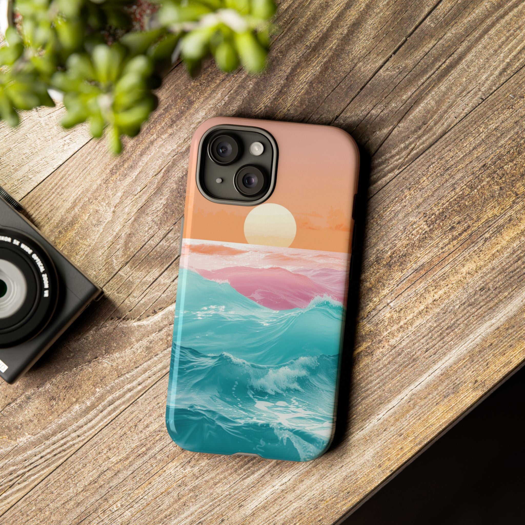 Sunset Ocean Tough Phone Case — Pastel Waves iPhone Cover
