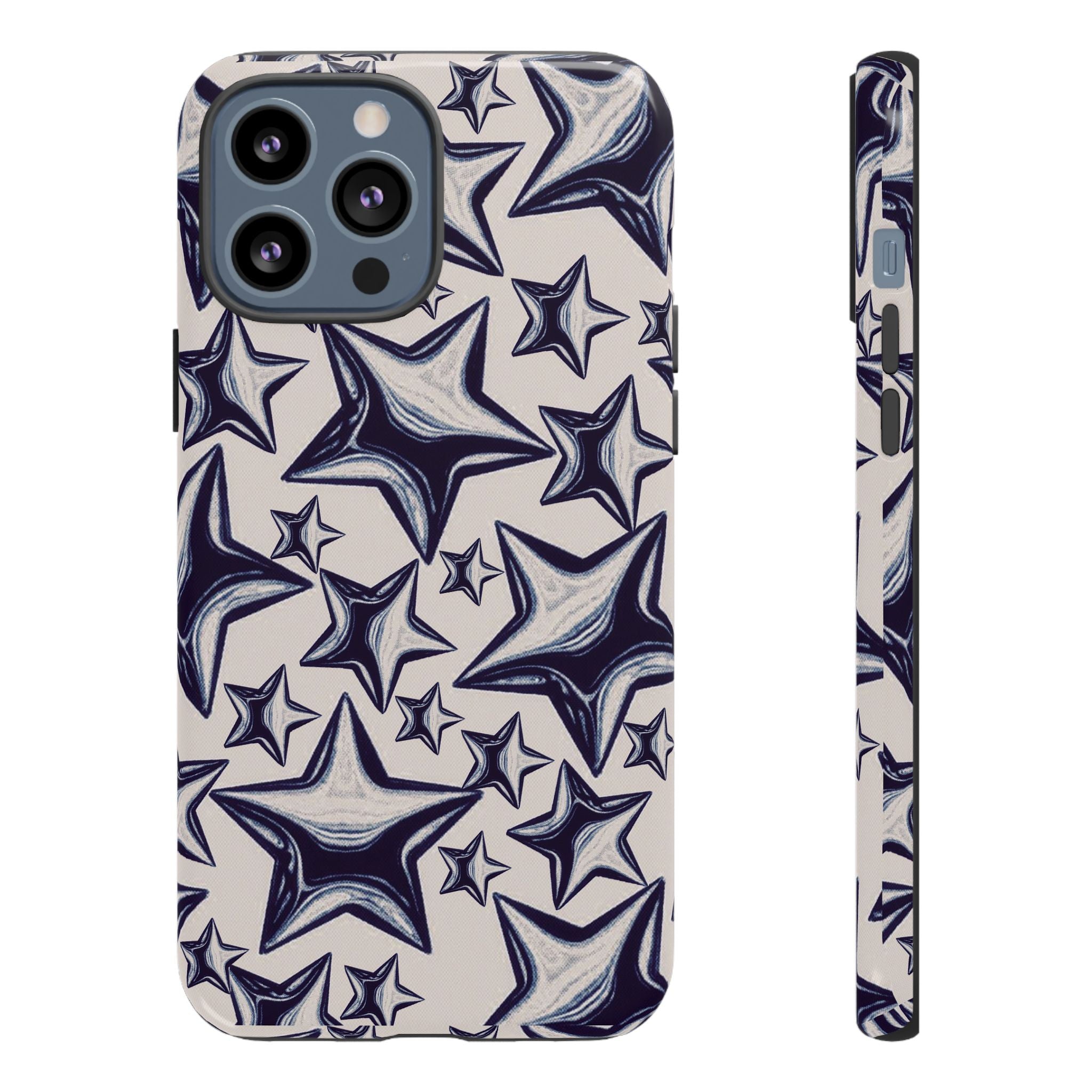 Star Sketch Tough Phone Case — Black & White Doodle Stars Protective Cover
