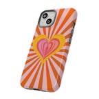 Retro Heart Phone Case — Vibrant Orange Sunburst Tough Case