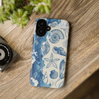 Ocean Shells Tough Phone Case — Blue Nautical Seashell iPhone Cover