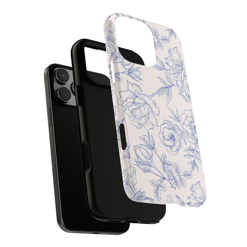 Phone Case — Blue Floral Sketch Tough Protective Case