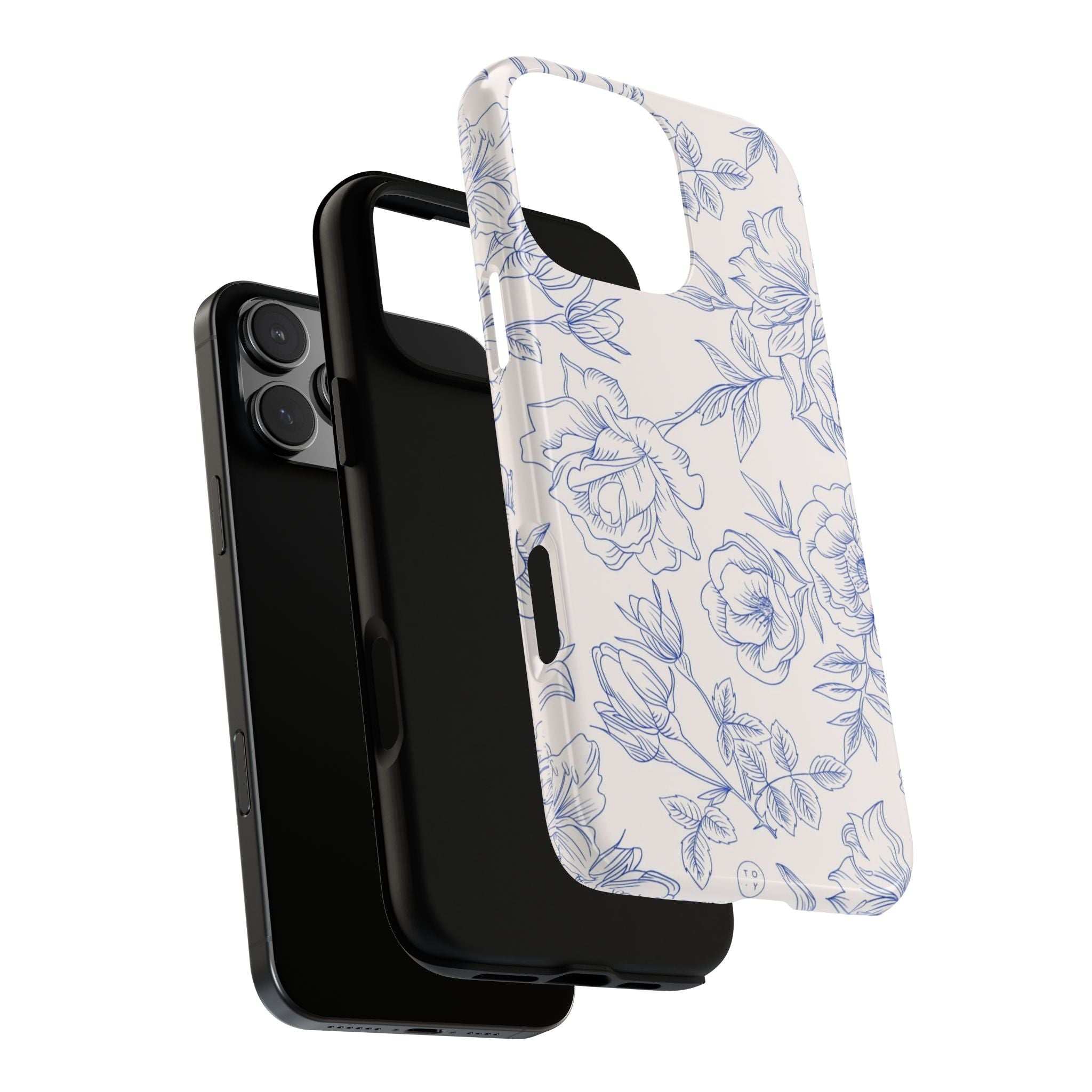 Phone Case — Blue Floral Sketch Tough Protective Case