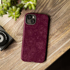 Burgundy Floral Tough Phone Case — Protective Hibiscus Pattern