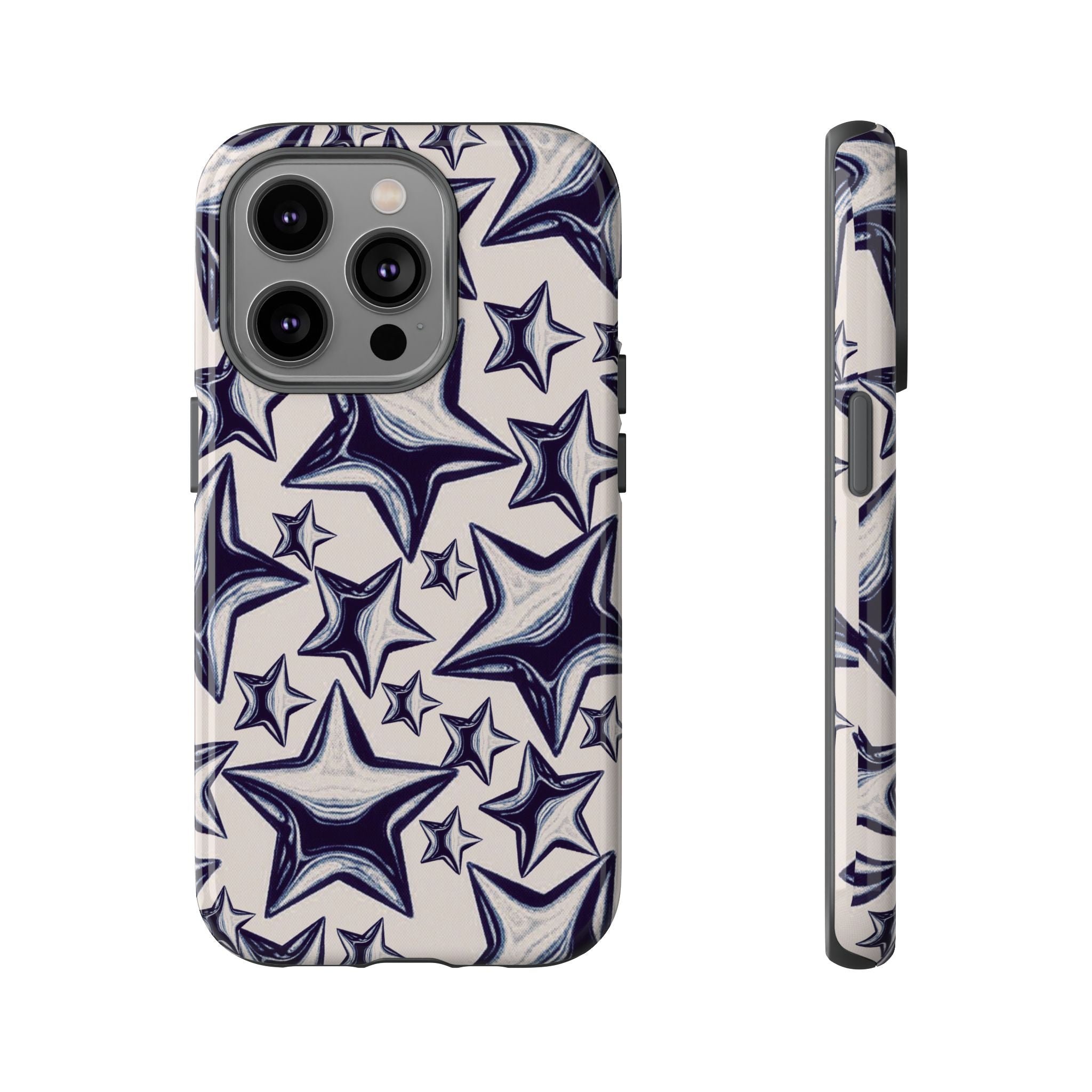 Star Sketch Tough Phone Case — Black & White Doodle Stars Protective Cover