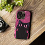 Cat Paw Pink Galaxy Phone Case — Cute Black Kitten iPhone Cover