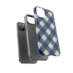 Blue Buffalo Plaid Tough Phone Case — Durable Protective iPhone Cover