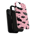Pink Bat Pattern Tough Phone Case — Cute Halloween Bat Wings Design
