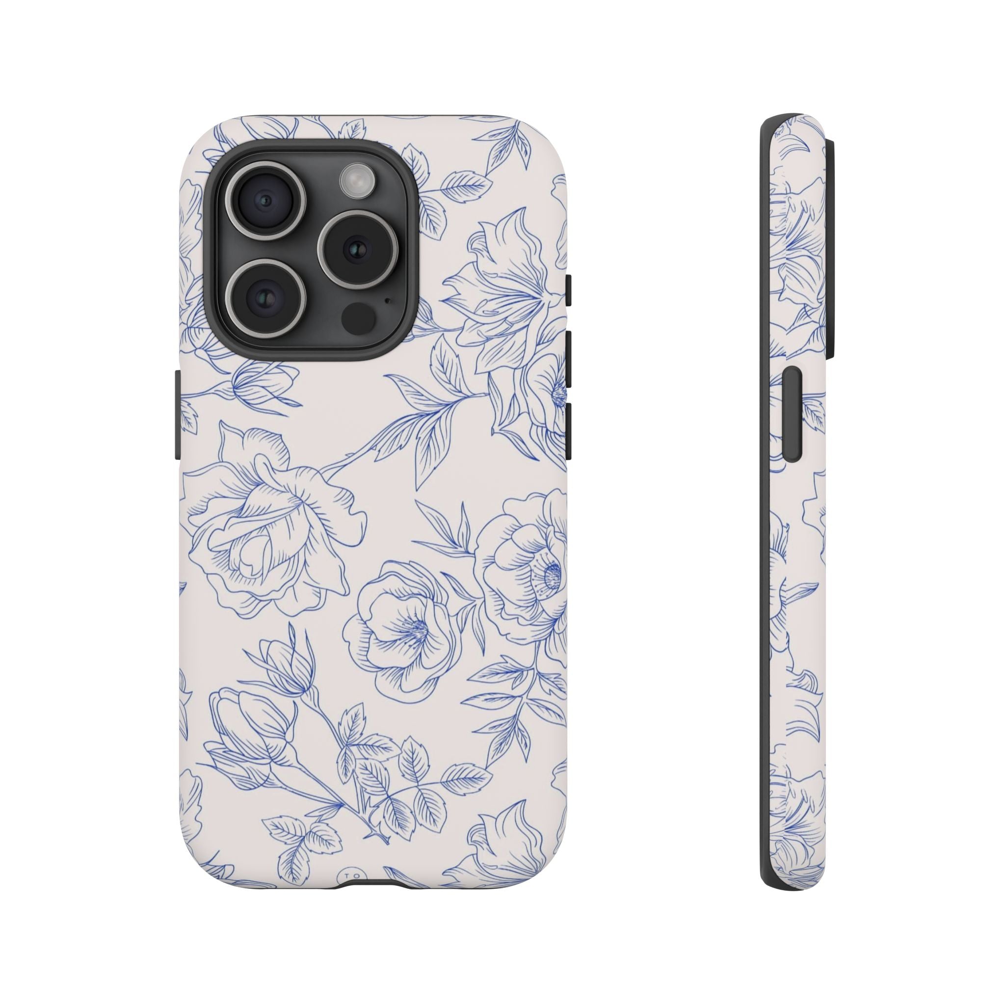 Phone Case — Blue Floral Sketch Tough Protective Case