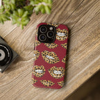 Phone Case — Leopard Lips Pattern on Burgundy