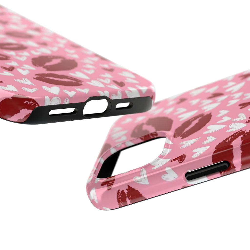 Pink Kiss Hearts Tough Phone Case — Cute Valentine Protective Phone Cover