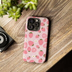 Strawberry Pattern Phone Case – Cute Pink Fruit Protective Tough Case