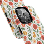 Floral Rose Pattern Tough Phone Case — Durable Garden-Inspired Protection