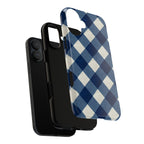 Blue Buffalo Plaid Tough Phone Case — Durable Protective iPhone Cover
