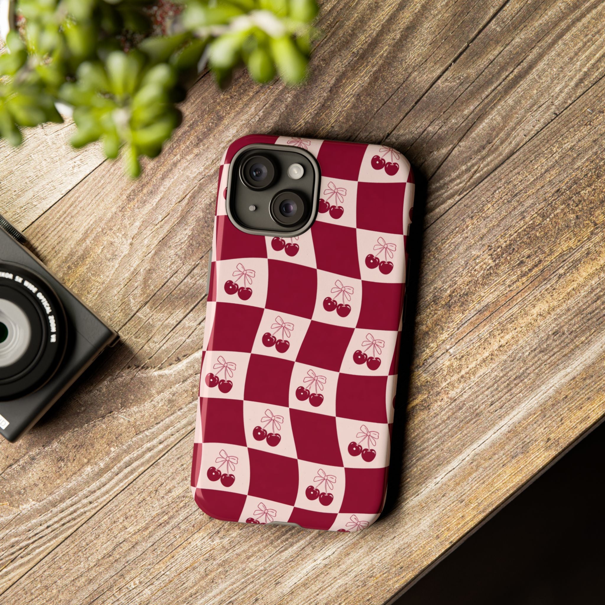 Cherry Checkerboard Tough Phone Case