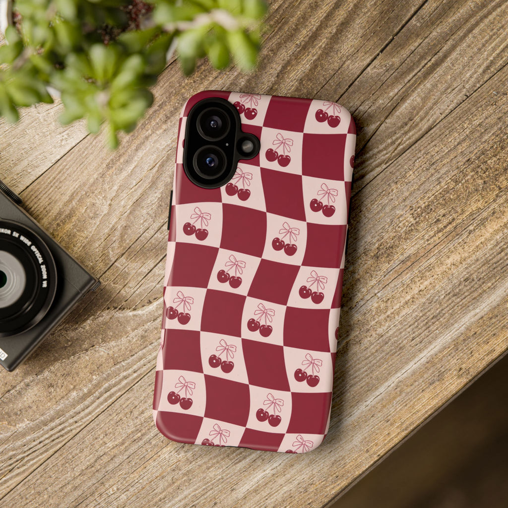Cherry Checkerboard Tough Phone Case