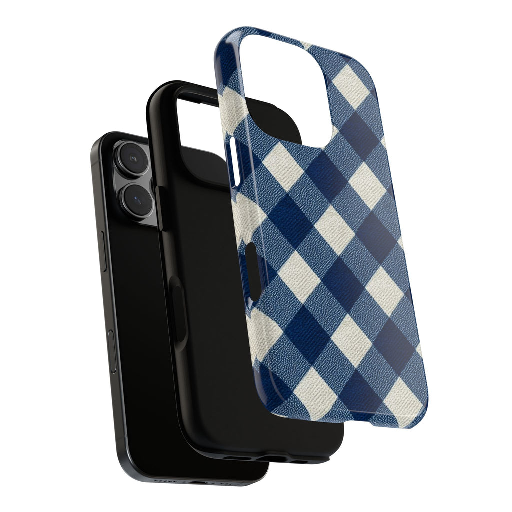 Blue Buffalo Plaid Tough Phone Case — Durable Protective iPhone Cover