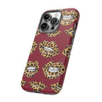 Phone Case — Leopard Lips Pattern on Burgundy
