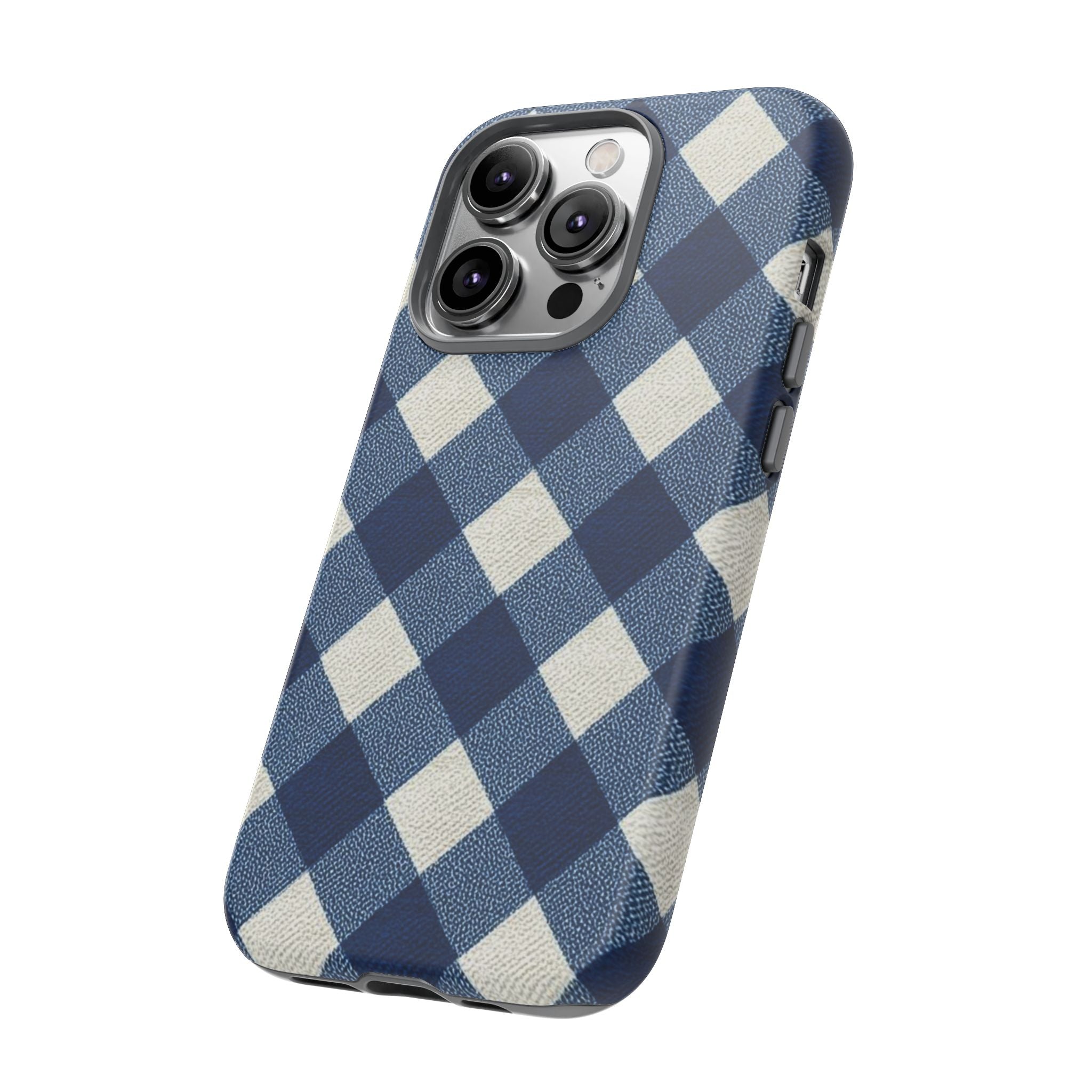 Blue Buffalo Plaid Tough Phone Case — Durable Protective iPhone Cover