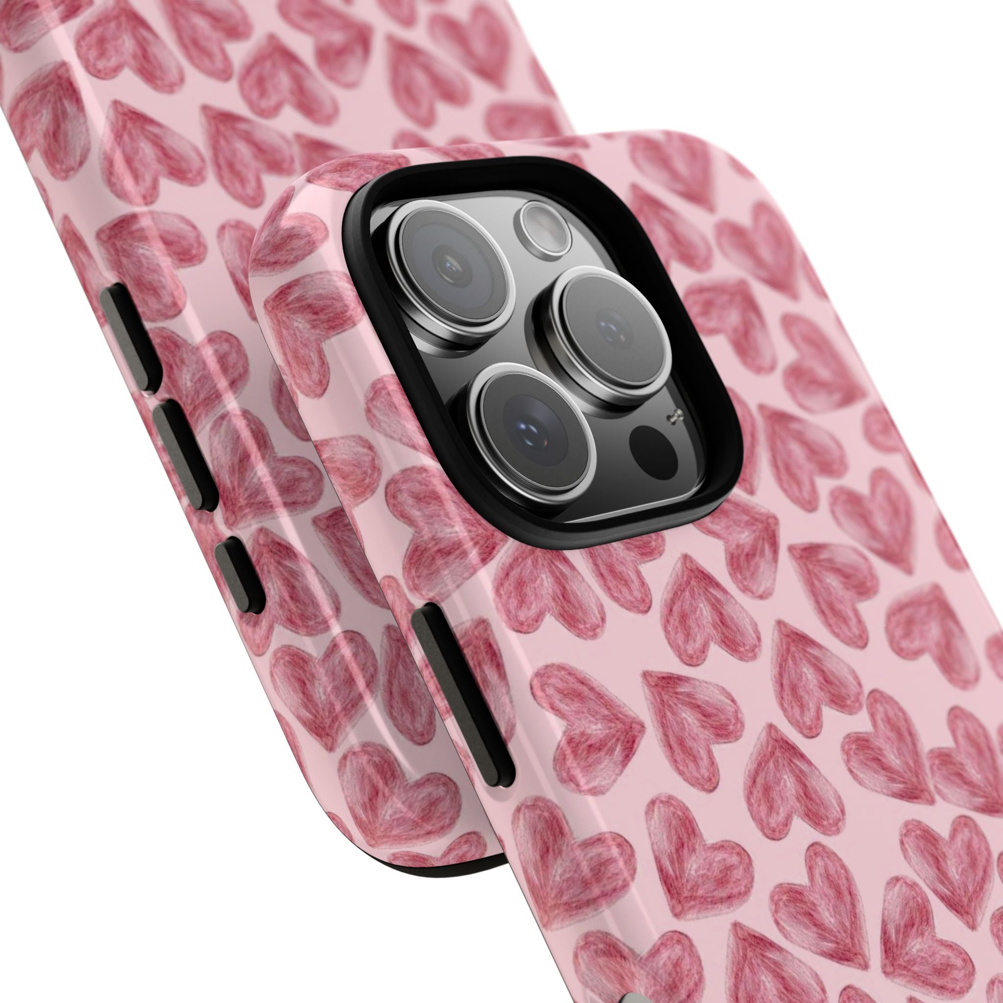 Pink Watercolor Heart Phone Case — Tough Protective iPhone Cover