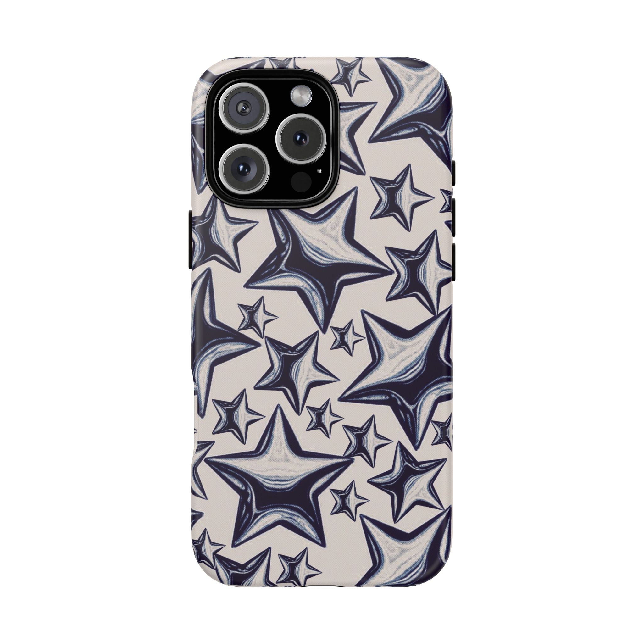 Star Sketch Tough Phone Case — Black & White Doodle Stars Protective Cover