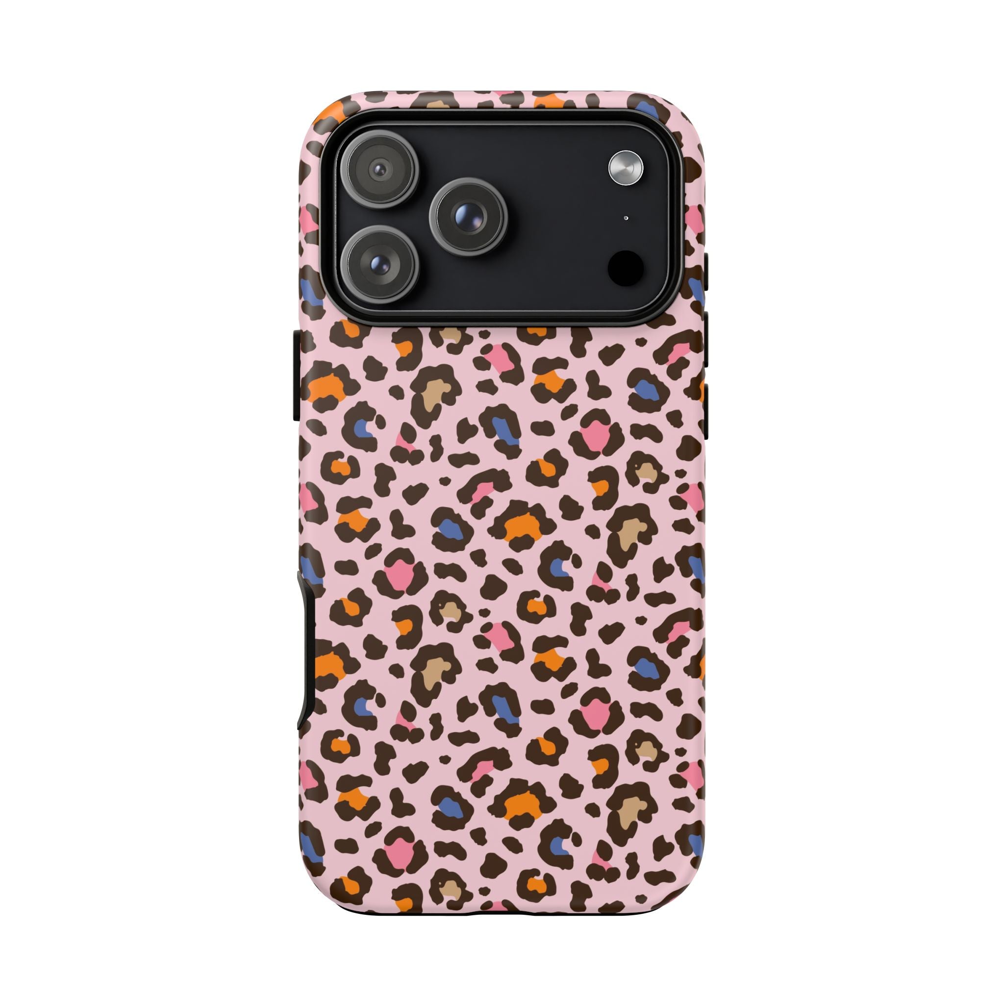 Pink Leopard Print Tough Phone Case — Durable Protective iPhone Cover