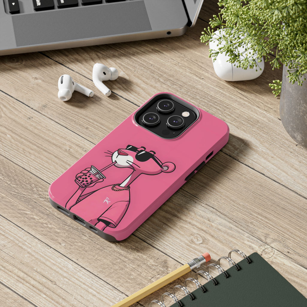 Pink Panther Bubble Tea Phone Case — Tough Protective iPhone Cover
