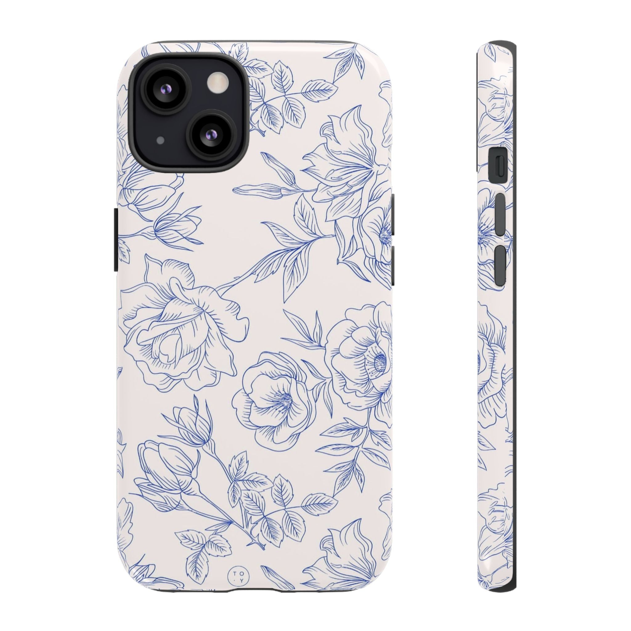 Phone Case — Blue Floral Sketch Tough Protective Case