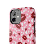 Pink Kiss Hearts Tough Phone Case — Cute Valentine Protective Phone Cover