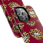 Phone Case — Leopard Lips Pattern on Burgundy