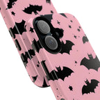 Pink Bat Pattern Tough Phone Case — Cute Halloween Bat Wings Design
