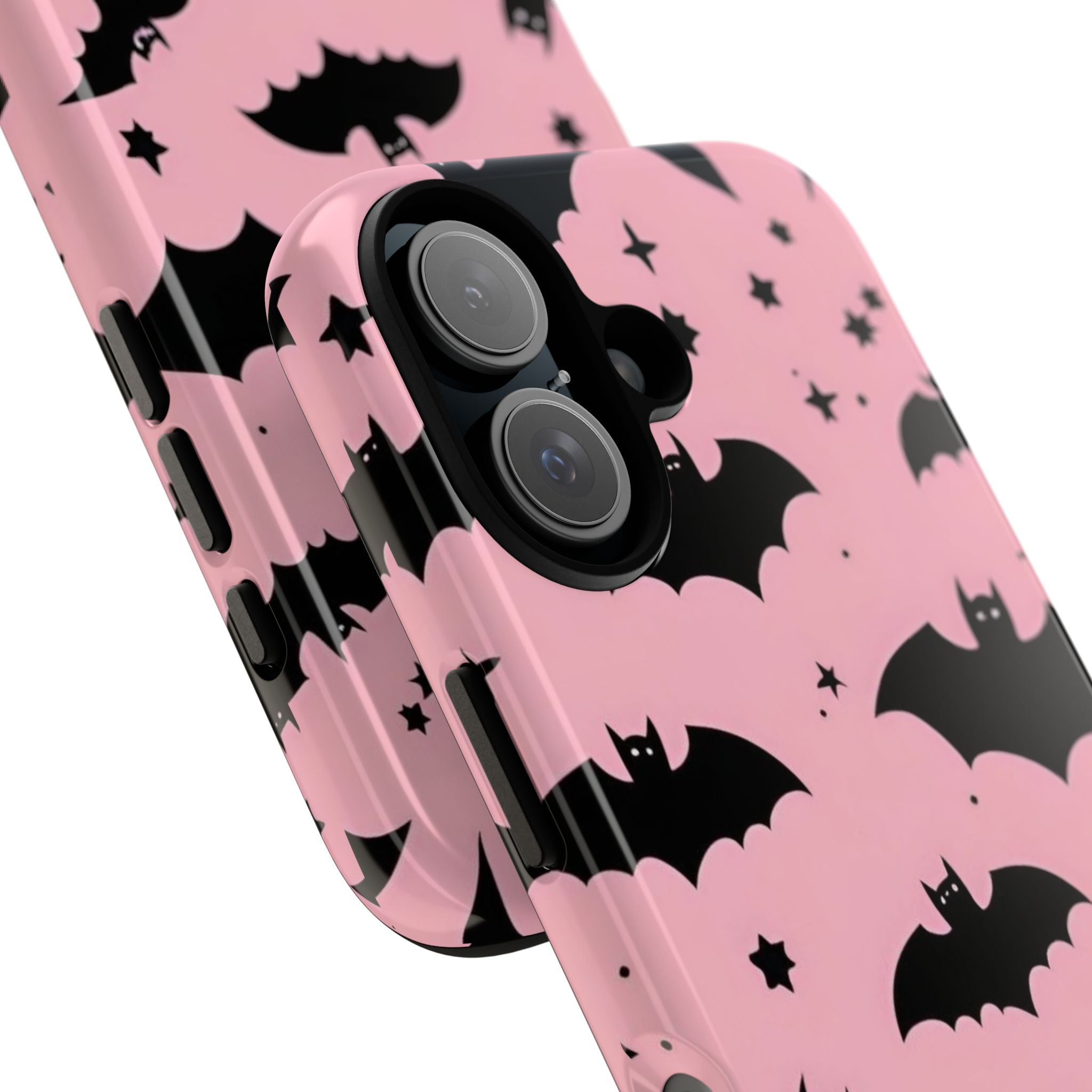 Pink Bat Pattern Tough Phone Case — Cute Halloween Bat Wings Design