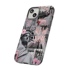 New York Collage Phone Case — Pink Retro Statue of Liberty Design