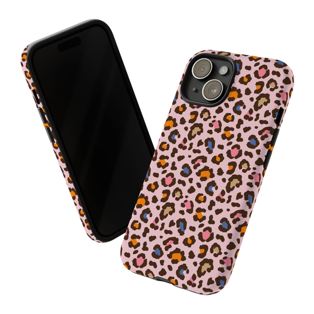 Pink Leopard Print Tough Phone Case — Durable Protective iPhone Cover