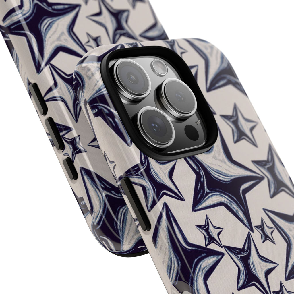 Star Sketch Tough Phone Case — Black & White Doodle Stars Protective Cover