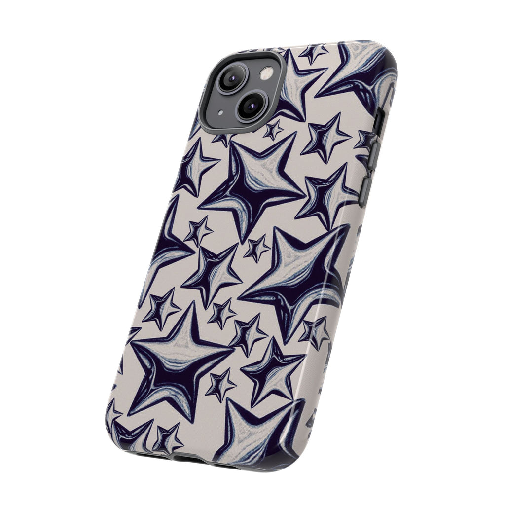 Star Sketch Tough Phone Case — Black & White Doodle Stars Protective Cover