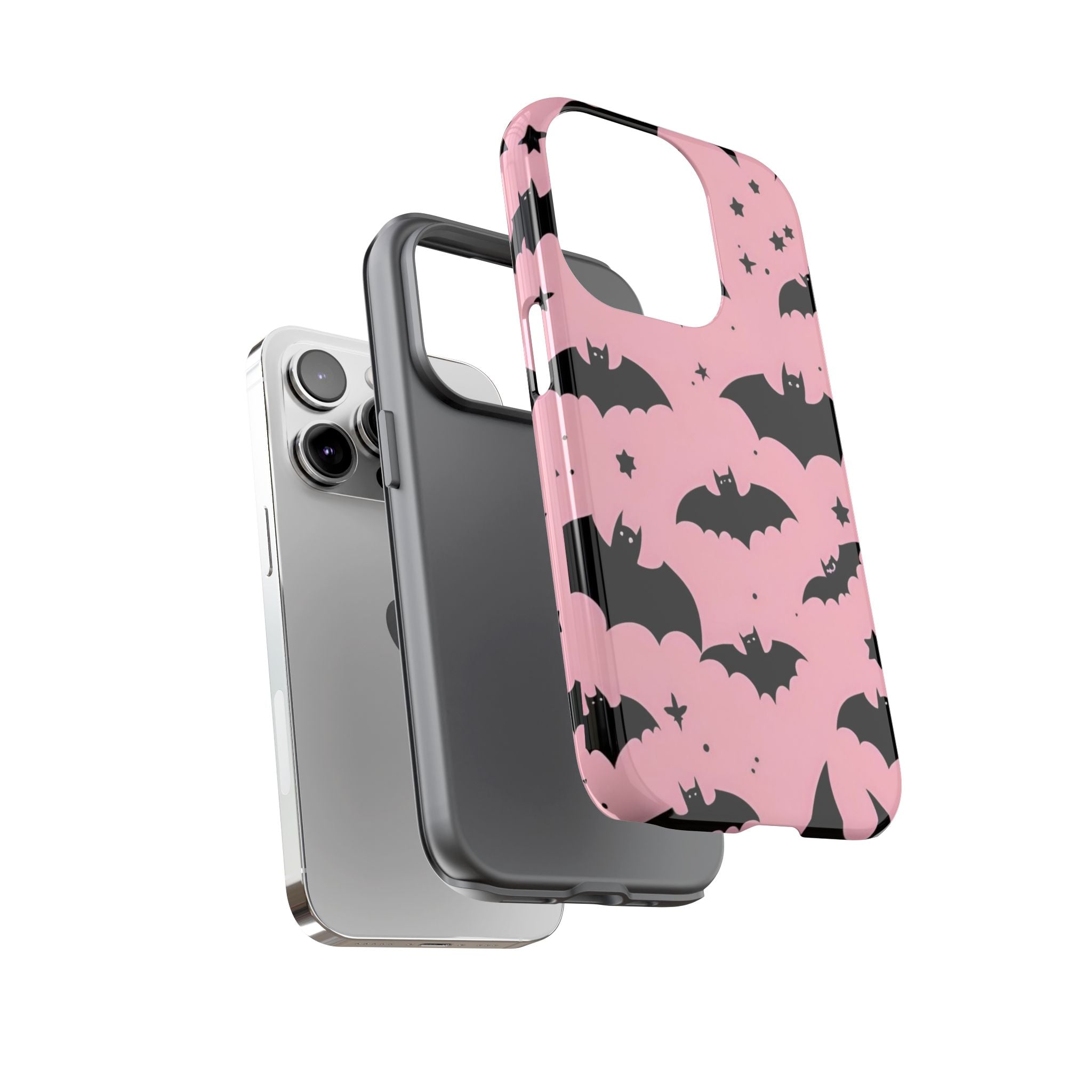 Pink Bat Pattern Tough Phone Case — Cute Halloween Bat Wings Design