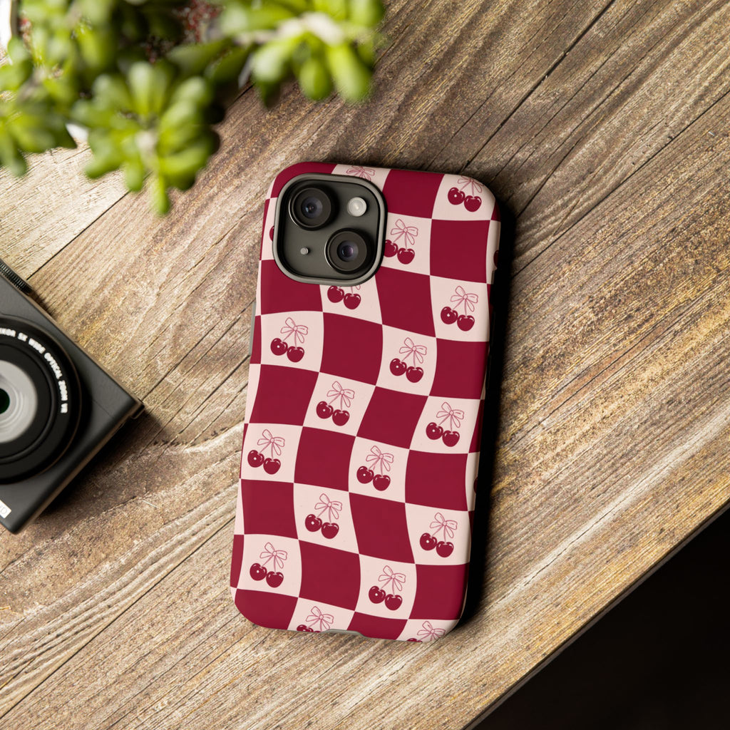 Cherry Checkerboard Tough Phone Case