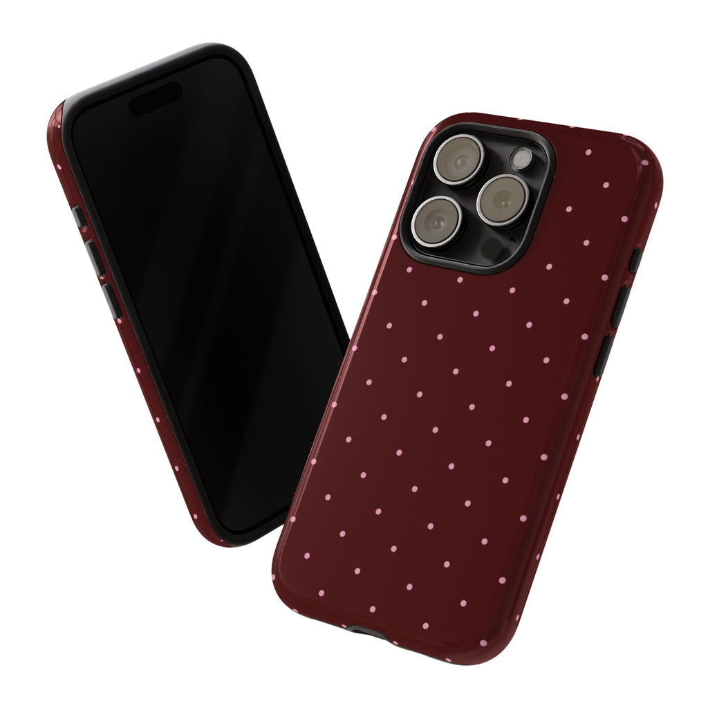Maroon Polka Dot Tough Phone Case — Slim Protective iPhone Cover