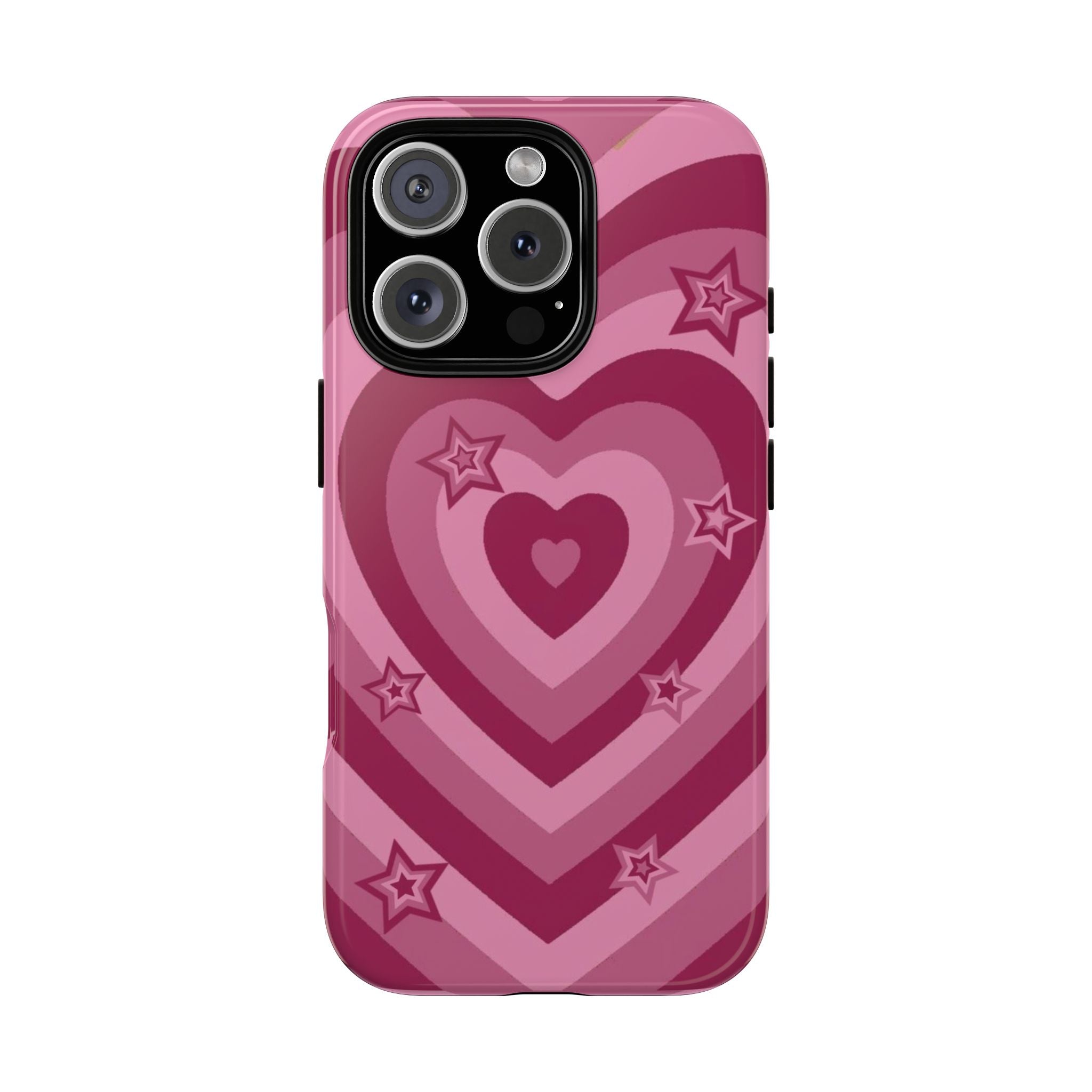 Pink Retro Heart Tough Phone Case – Star Accent Protective Cover