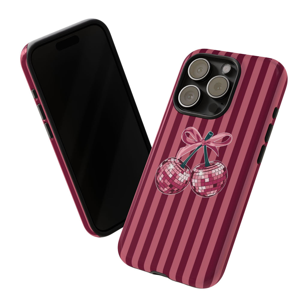 Cherry Disco Phone Case — Pink Striped Tough Case