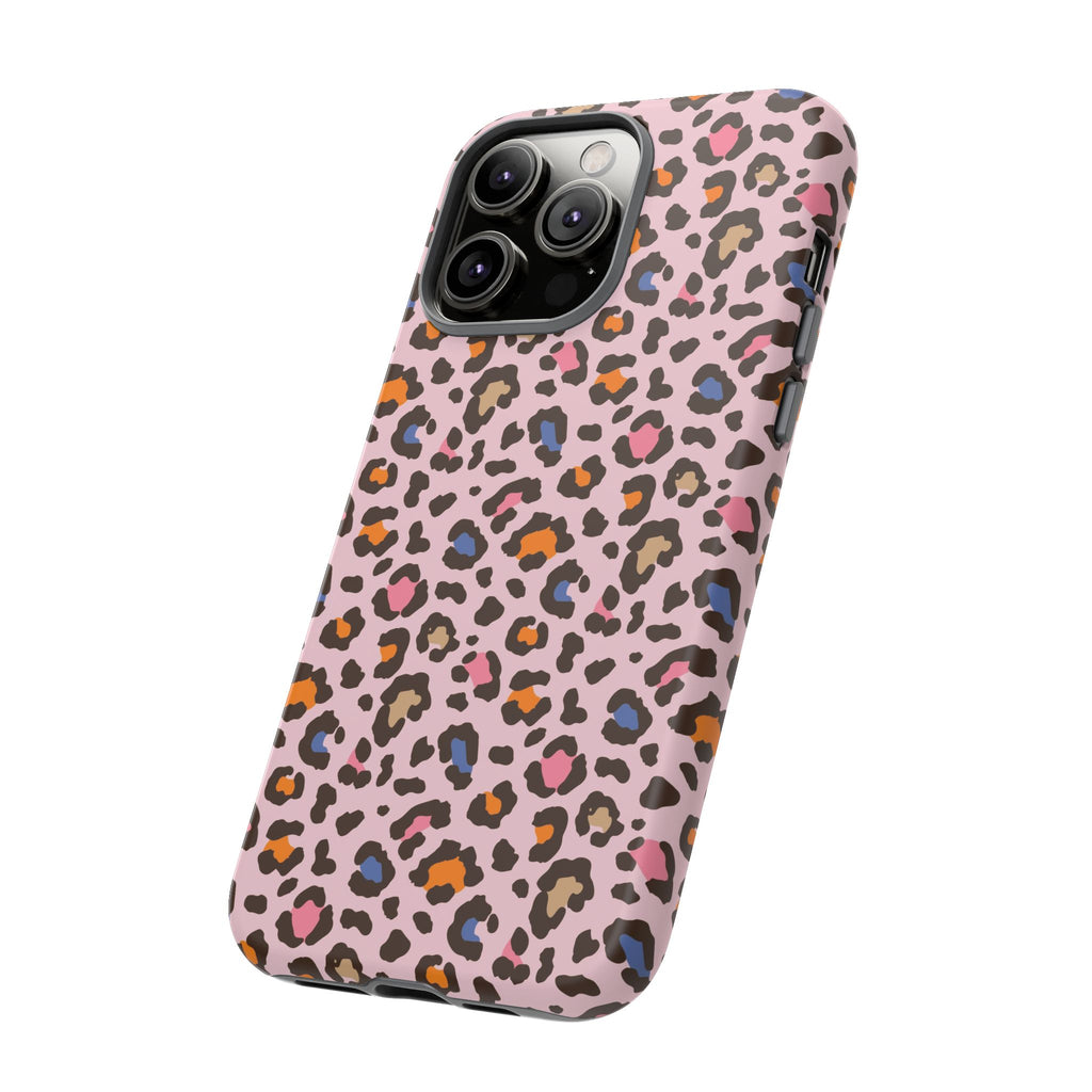 Pink Leopard Print Tough Phone Case — Durable Protective iPhone Cover