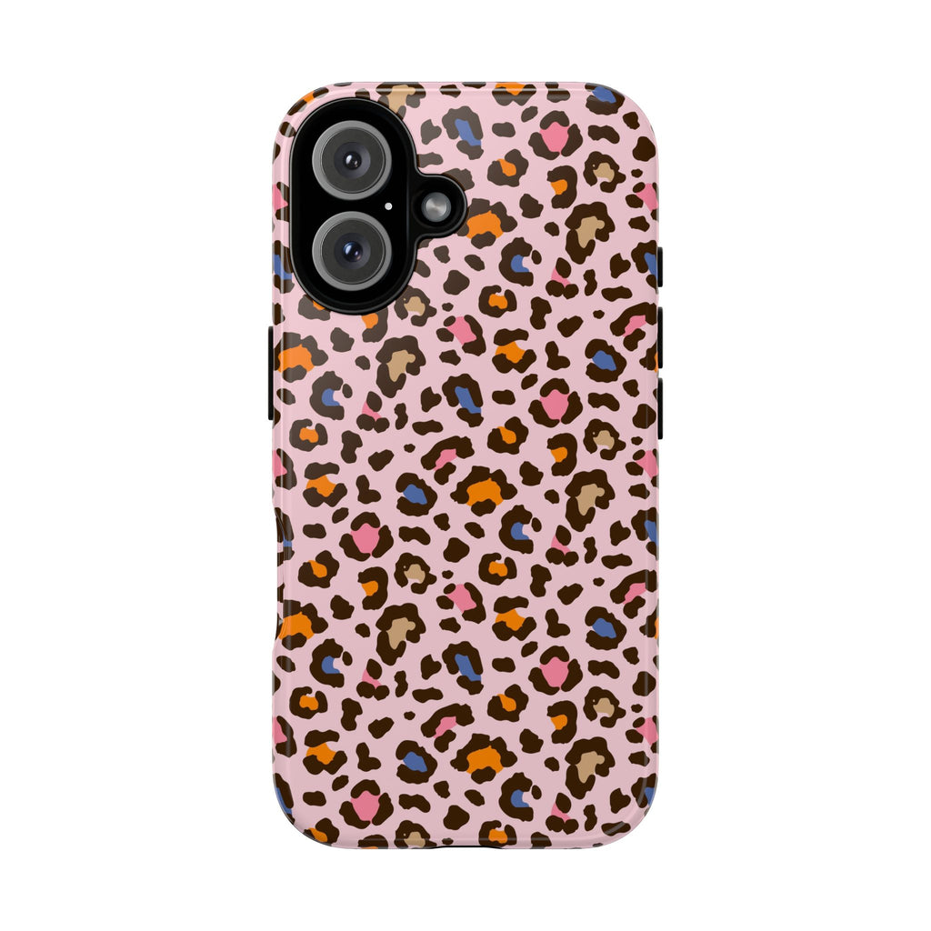 Pink Leopard Print Tough Phone Case — Durable Protective iPhone Cover
