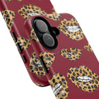 Phone Case — Leopard Lips Pattern on Burgundy
