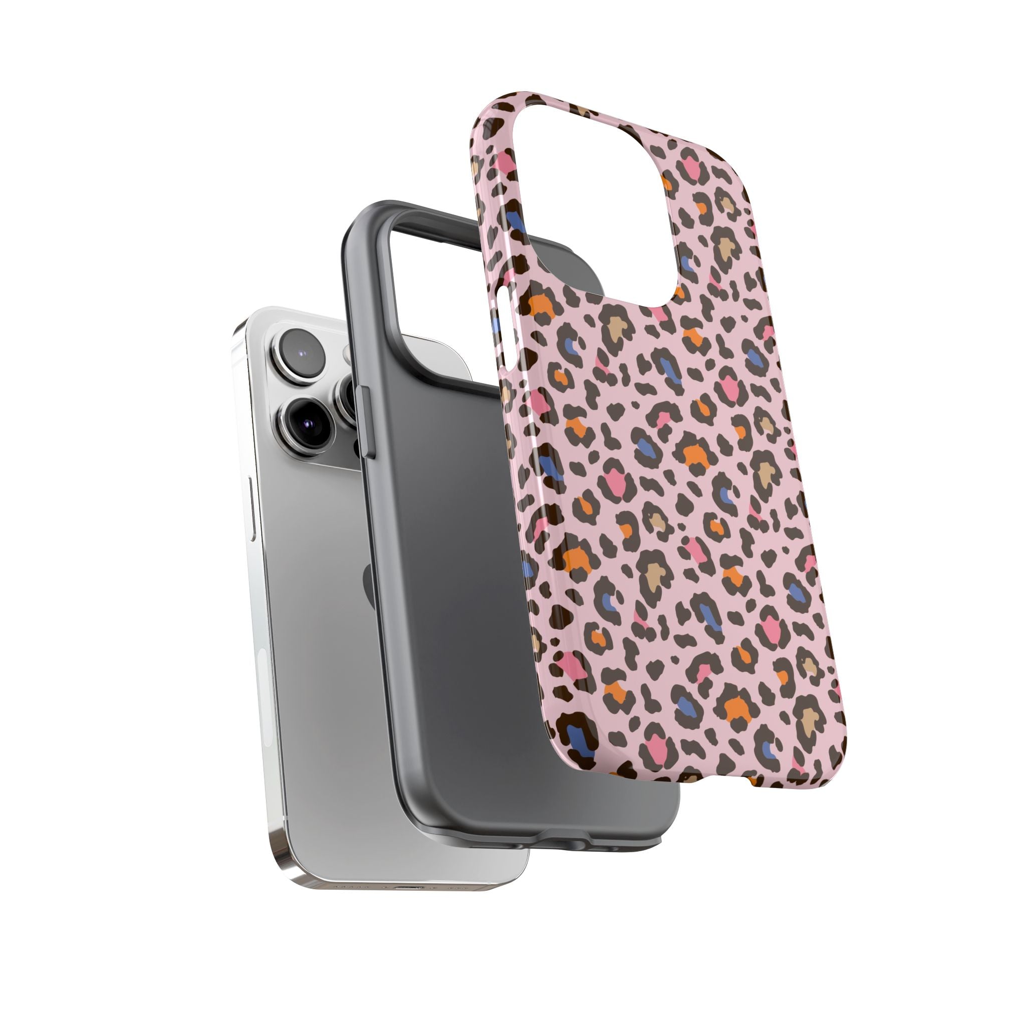 Pink Leopard Print Tough Phone Case — Durable Protective iPhone Cover