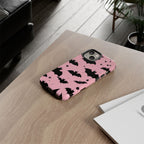 Pink Bat Pattern Tough Phone Case — Cute Halloween Bat Wings Design