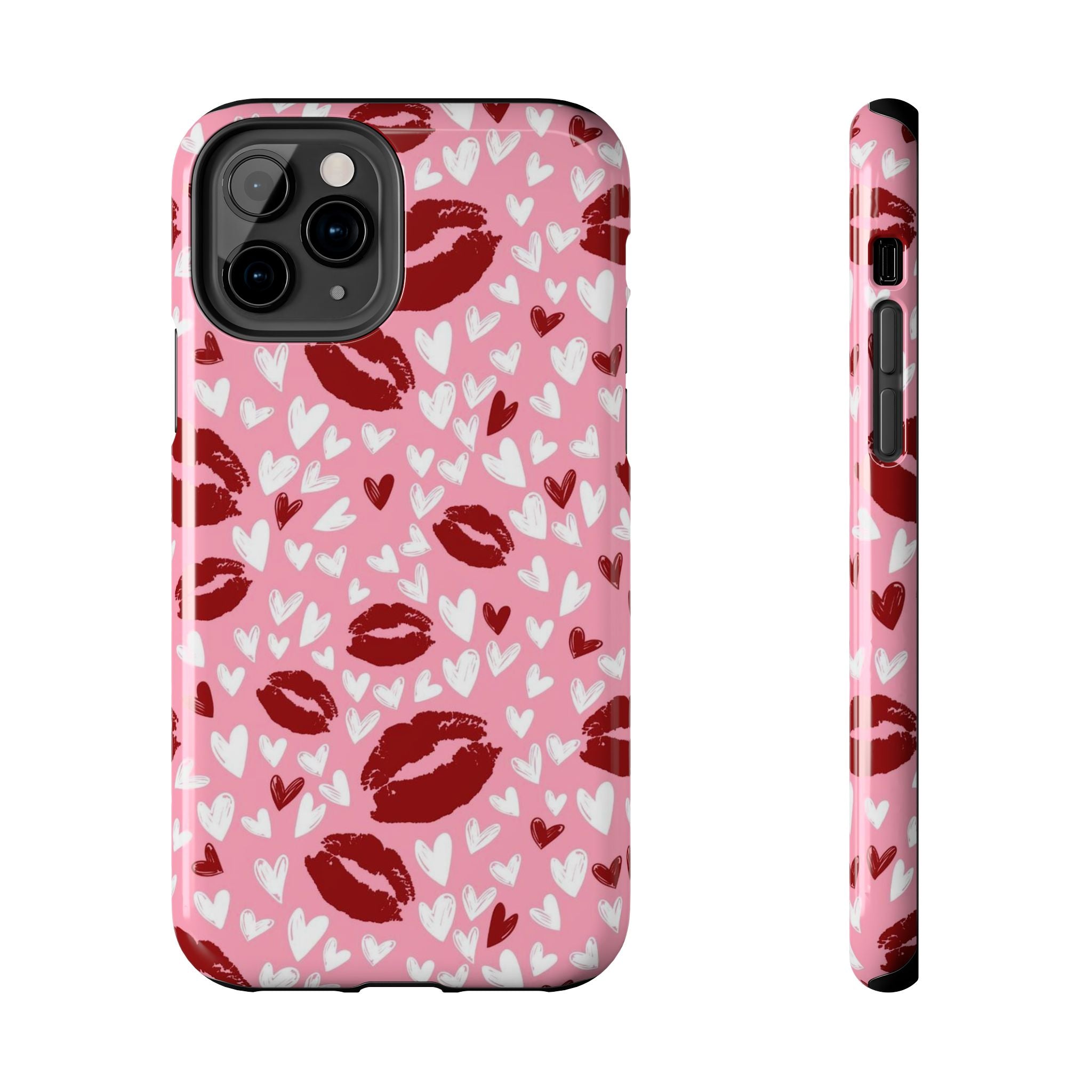 Pink Kiss Hearts Tough Phone Case — Cute Valentine Protective Phone Cover