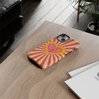 Retro Heart Phone Case — Vibrant Orange Sunburst Tough Case