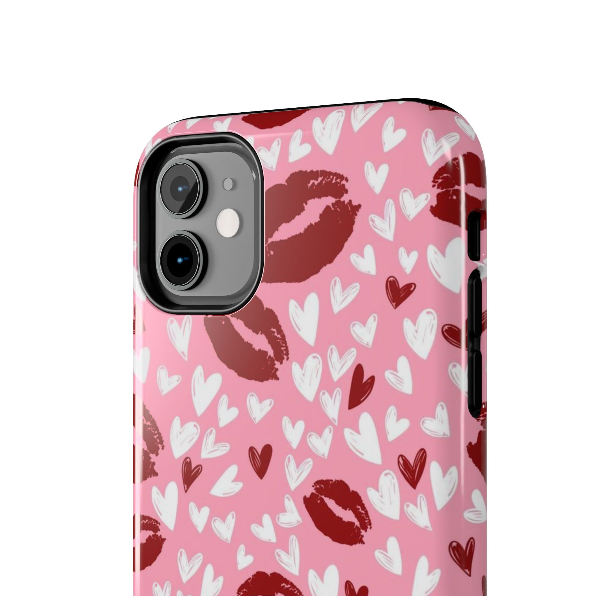 Pink Kiss Hearts Tough Phone Case — Cute Valentine Protective Phone Cover